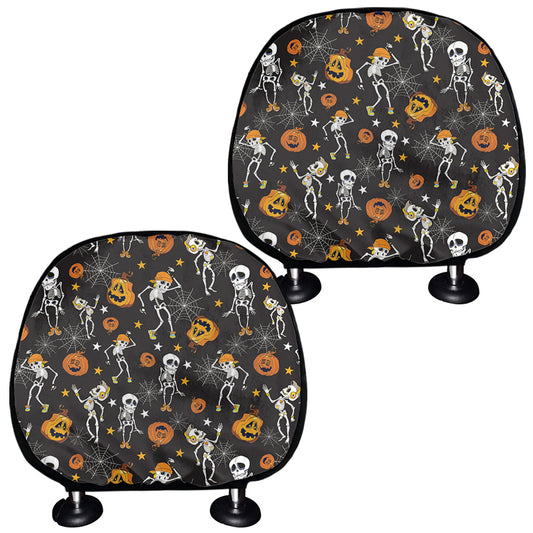 Halloween Skeleton Party Pattern Print Car Headrest Covers
