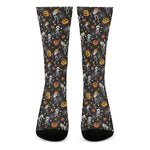 Halloween Skeleton Party Pattern Print Crew Socks