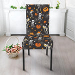 Halloween Skeleton Party Pattern Print Dining Chair Slipcover