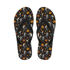 Halloween Skeleton Party Pattern Print Flip Flops