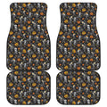 Halloween Skeleton Party Pattern Print Front and Back Car Floor Mats