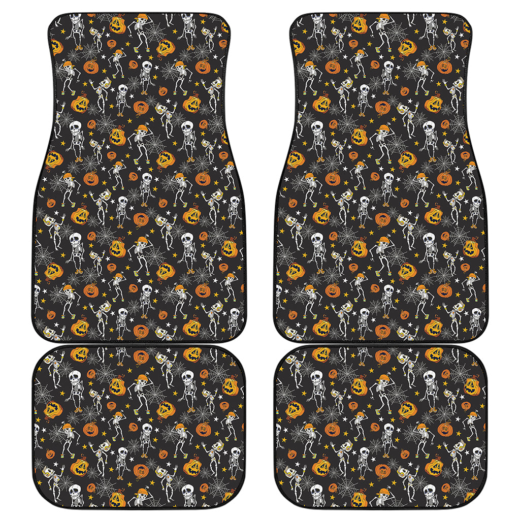 Halloween Skeleton Party Pattern Print Front and Back Car Floor Mats