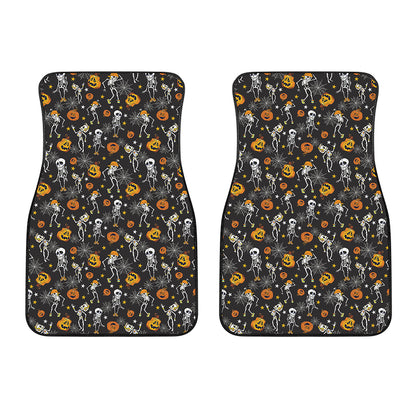 Halloween Skeleton Party Pattern Print Front Car Floor Mats