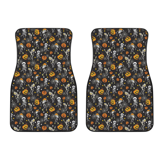 Halloween Skeleton Party Pattern Print Front Car Floor Mats