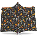 Halloween Skeleton Party Pattern Print Hooded Blanket