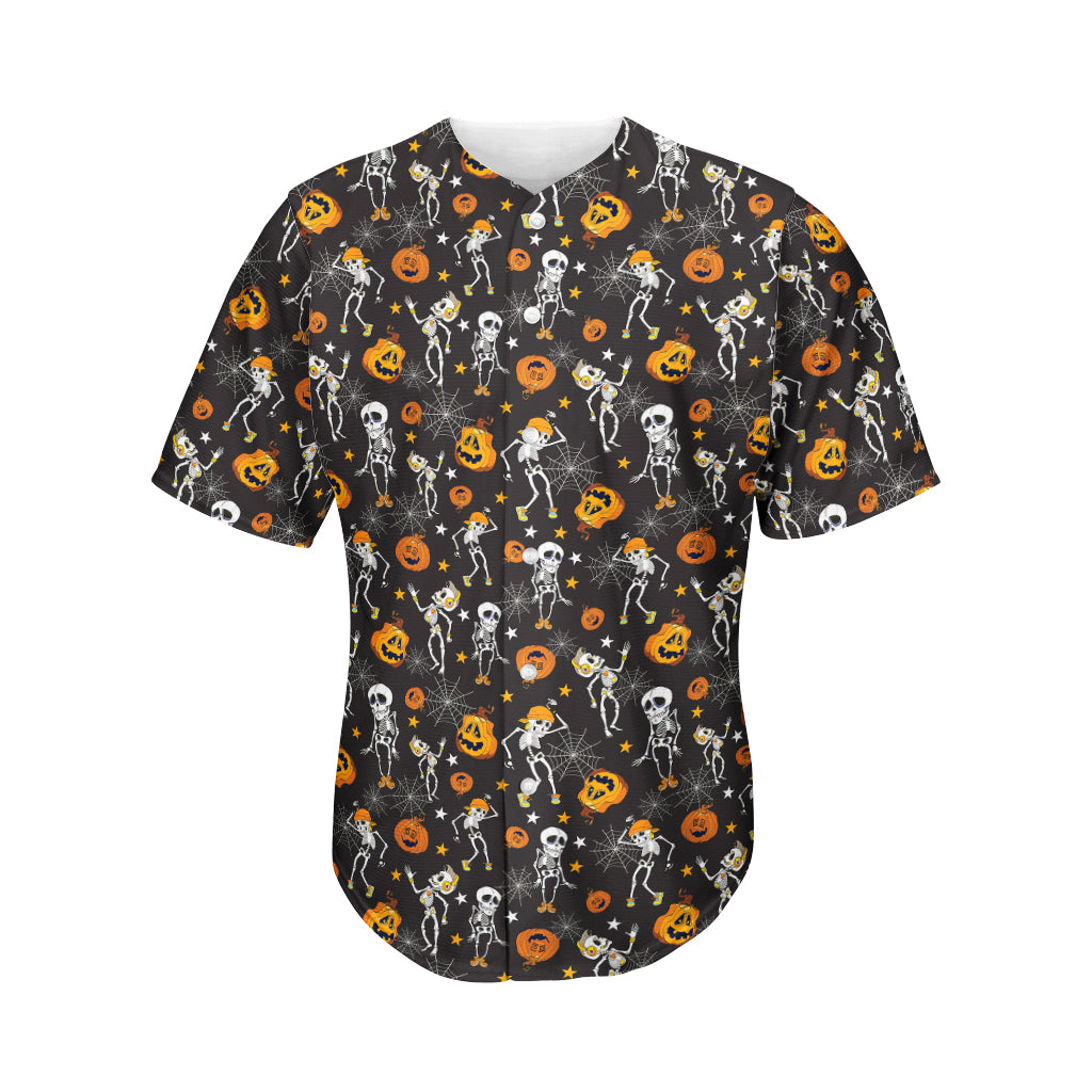 Halloween Skeleton Party Pattern Print Men's Baseball Jersey