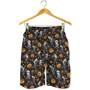 Halloween Skeleton Party Pattern Print Men's Shorts