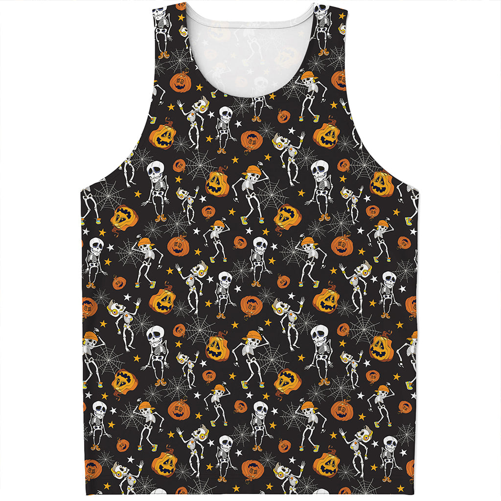 Halloween Skeleton Party Pattern Print Men's Tank Top