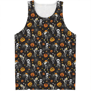 Halloween Skeleton Party Pattern Print Men's Tank Top