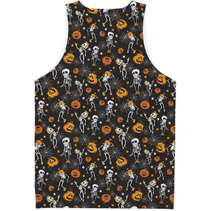 Halloween Skeleton Party Pattern Print Men's Tank Top