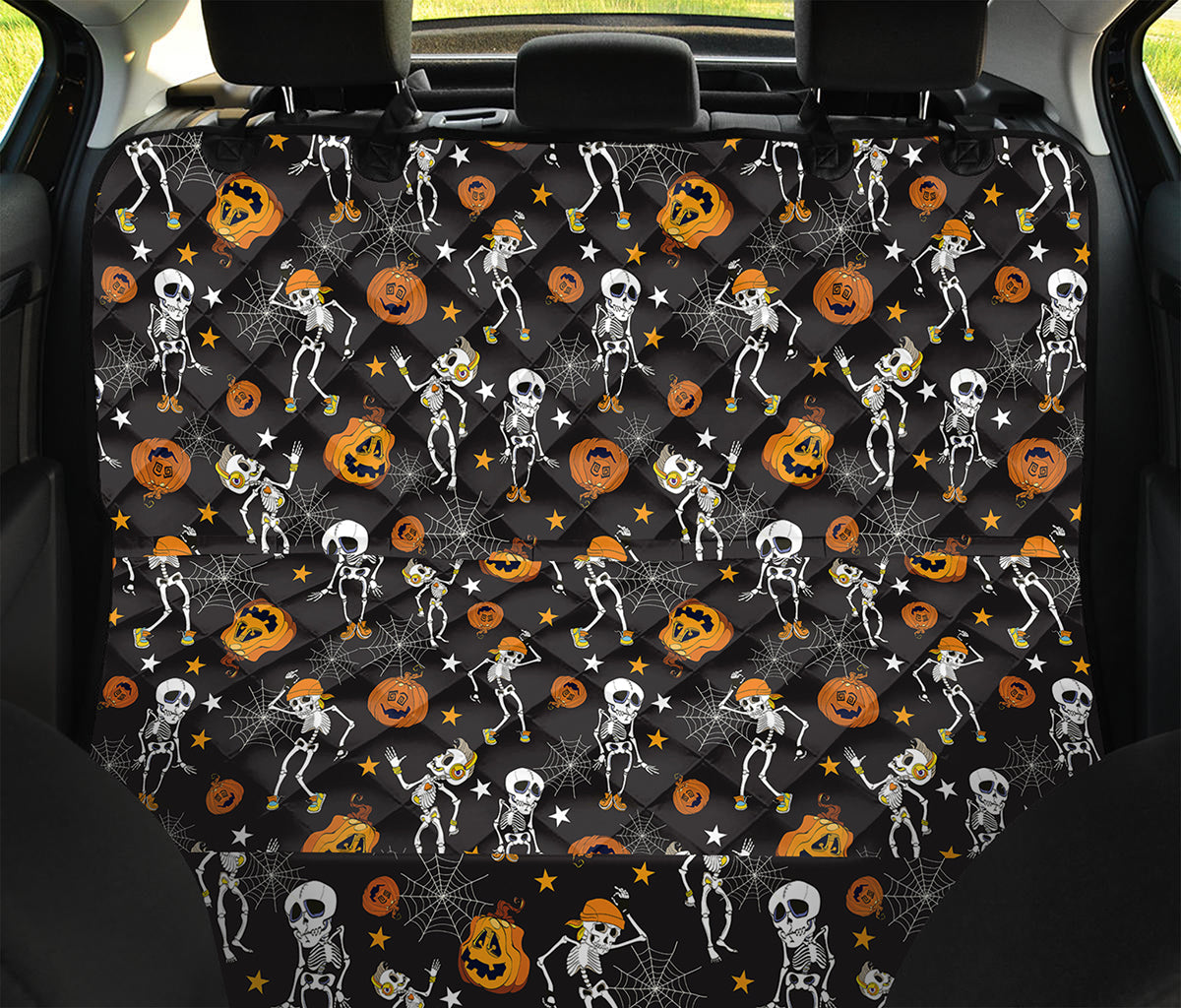 Halloween Skeleton Party Pattern Print Pet Car Back Seat Cover