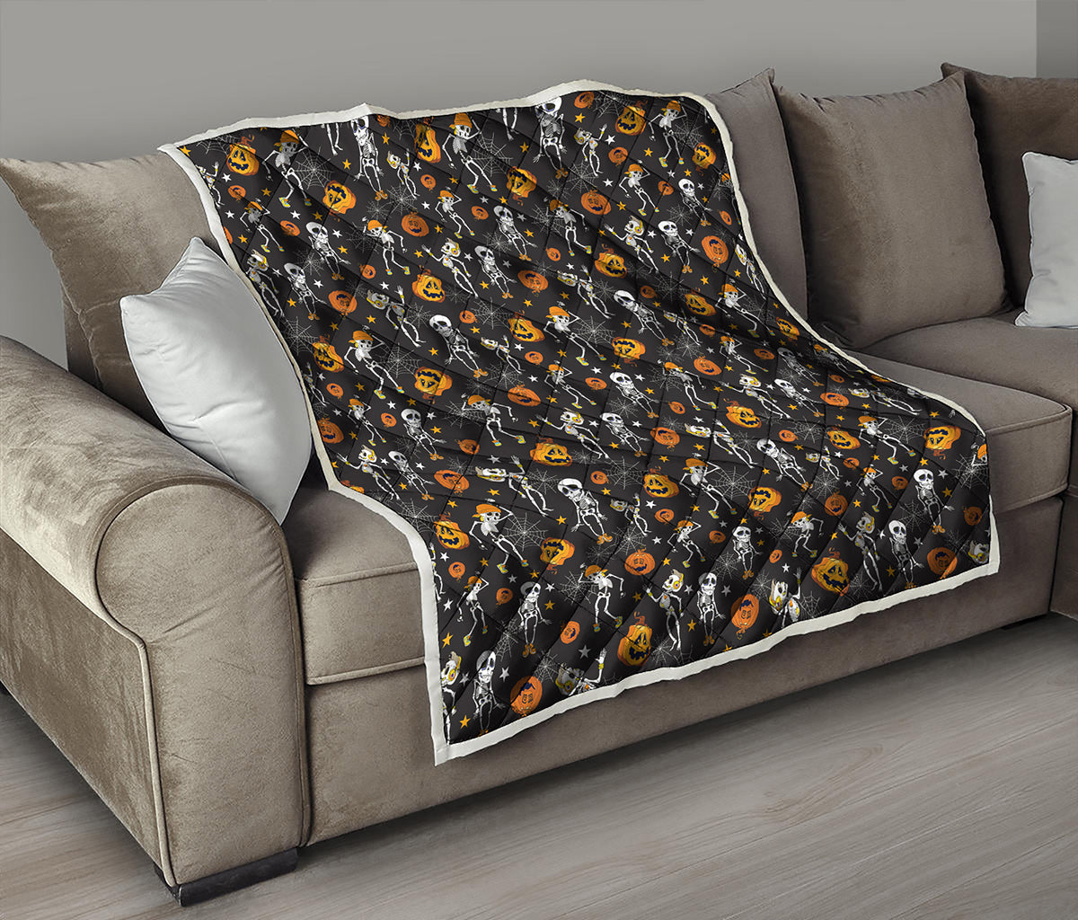 Halloween Skeleton Party Pattern Print Quilt