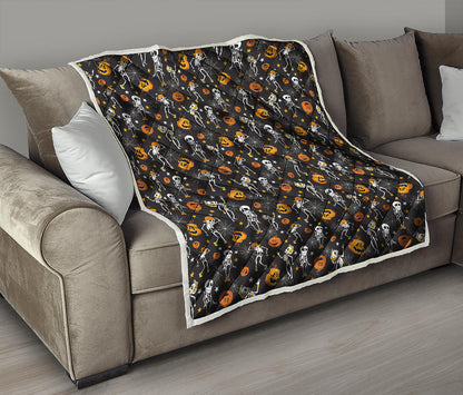 Halloween Skeleton Party Pattern Print Quilt