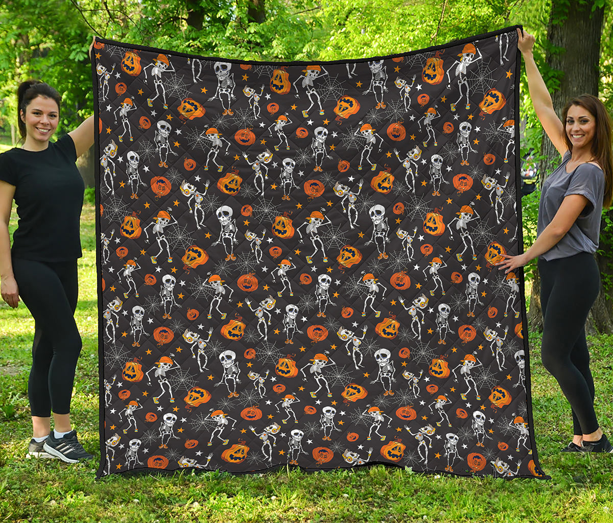 Halloween Skeleton Party Pattern Print Quilt