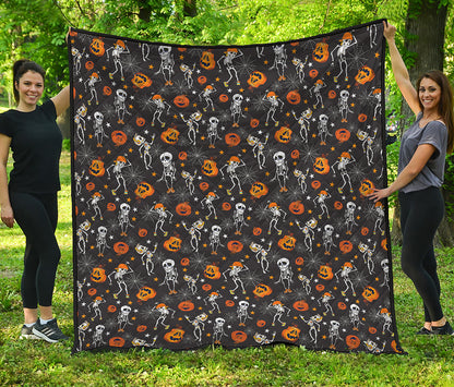 Halloween Skeleton Party Pattern Print Quilt