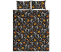Halloween Skeleton Party Pattern Print Quilt Bed Set