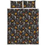 Halloween Skeleton Party Pattern Print Quilt Bed Set