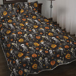Halloween Skeleton Party Pattern Print Quilt Bed Set