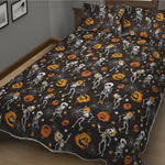 Halloween Skeleton Party Pattern Print Quilt Bed Set