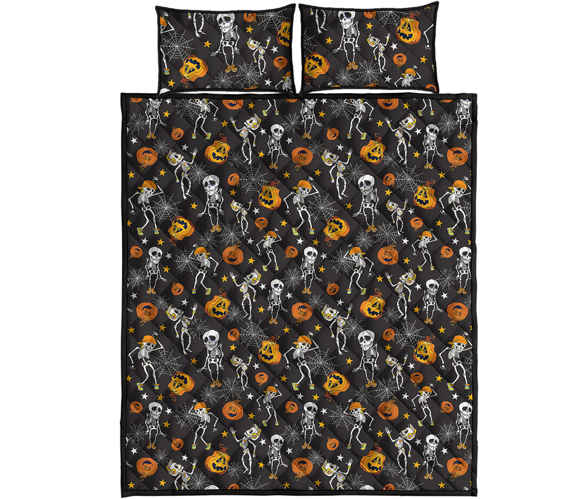 Halloween Skeleton Party Pattern Print Quilt Bed Set