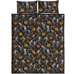 Halloween Skeleton Party Pattern Print Quilt Bed Set
