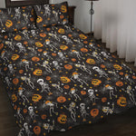 Halloween Skeleton Party Pattern Print Quilt Bed Set
