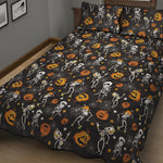 Halloween Skeleton Party Pattern Print Quilt Bed Set