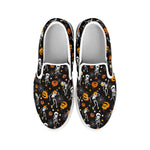 Halloween Skeleton Party Pattern Print White Slip On Shoes