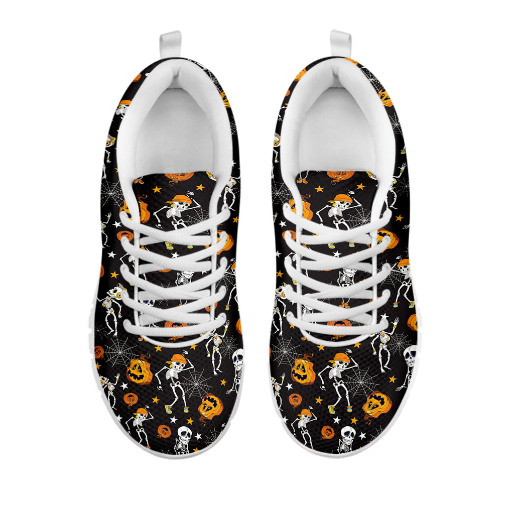 Halloween Skeleton Party Pattern Print White Sneakers