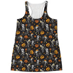 Halloween Skeleton Party Pattern Print Women's Racerback Tank Top