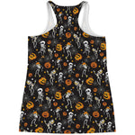 Halloween Skeleton Party Pattern Print Women's Racerback Tank Top