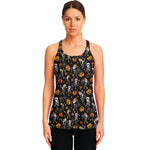Halloween Skeleton Party Pattern Print Women's Racerback Tank Top