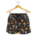 Halloween Skeleton Party Pattern Print Women's Shorts