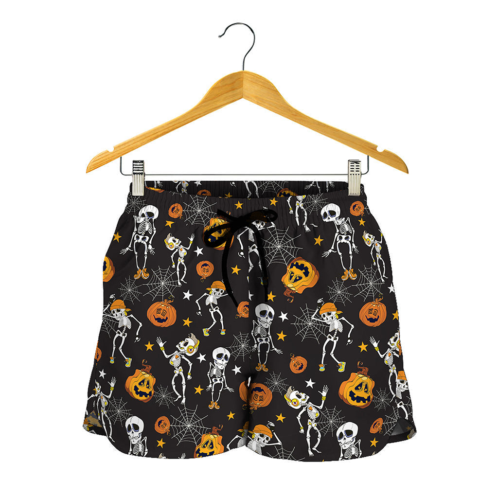 Halloween Skeleton Party Pattern Print Women's Shorts