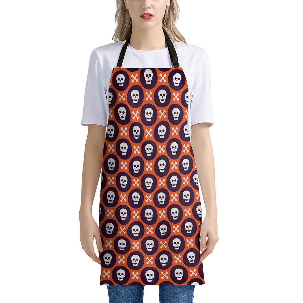 Halloween Skull And Bone Pattern Print Apron