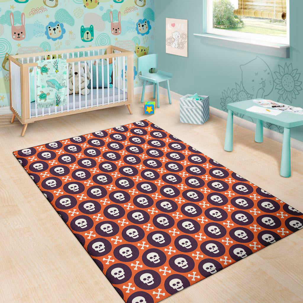 Halloween Skull And Bone Pattern Print Area Rug