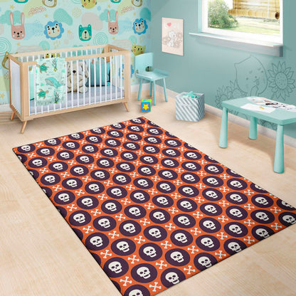 Halloween Skull And Bone Pattern Print Area Rug