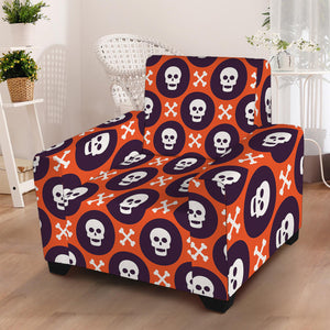 Halloween Skull And Bone Pattern Print Armchair Slipcover