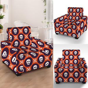 Halloween Skull And Bone Pattern Print Armchair Slipcover