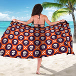 Halloween Skull And Bone Pattern Print Beach Sarong Wrap