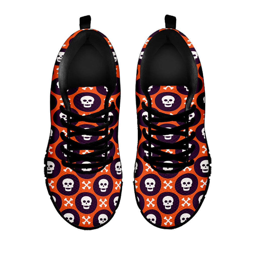 Halloween Skull And Bone Pattern Print Black Sneakers