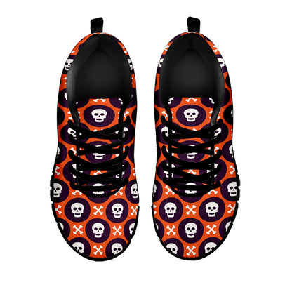 Halloween Skull And Bone Pattern Print Black Sneakers