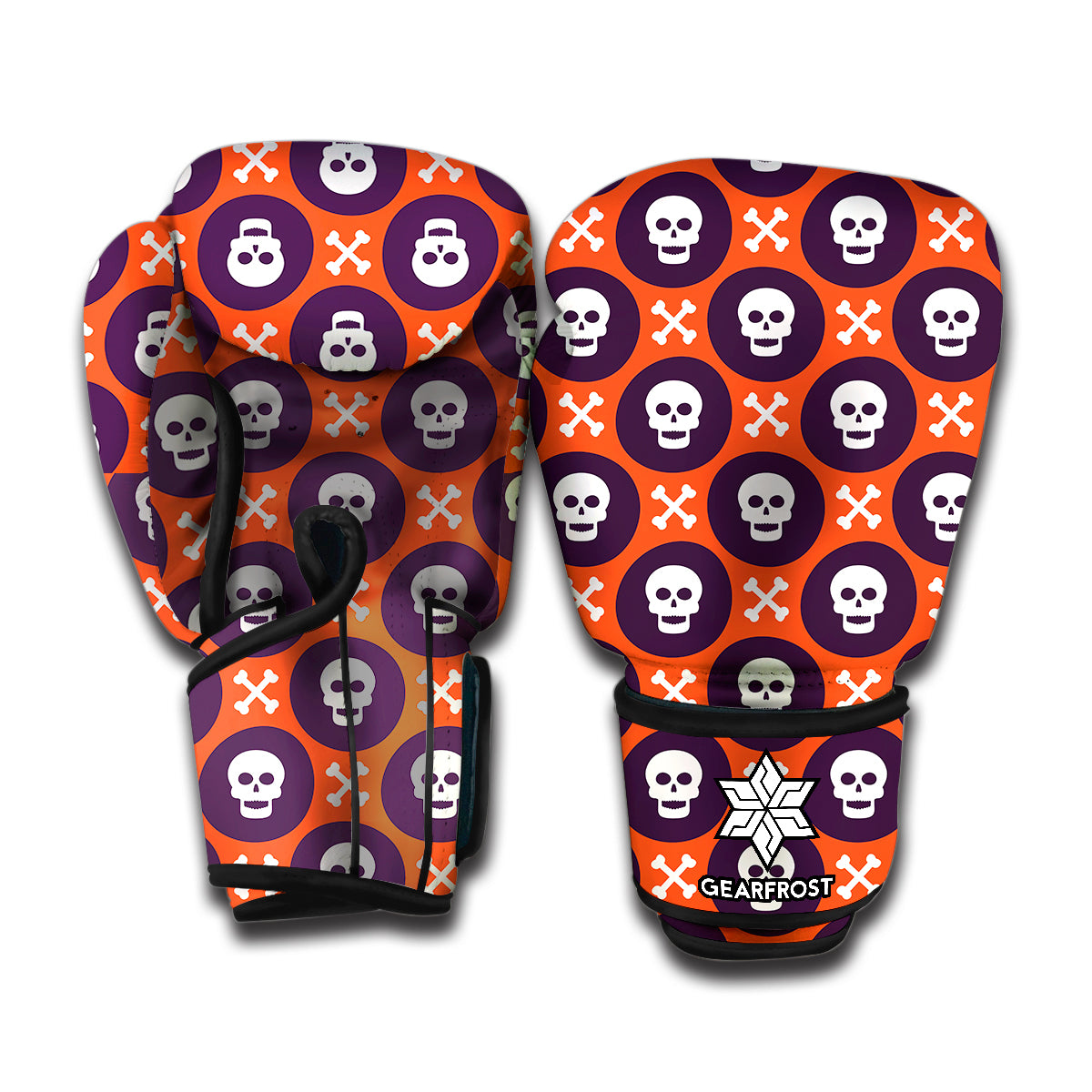 Halloween Skull And Bone Pattern Print Boxing Gloves