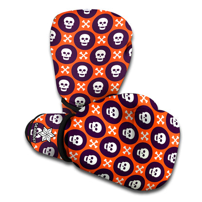 Halloween Skull And Bone Pattern Print Boxing Gloves