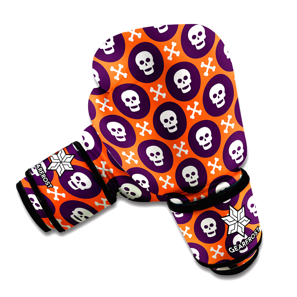 Halloween Skull And Bone Pattern Print Boxing Gloves