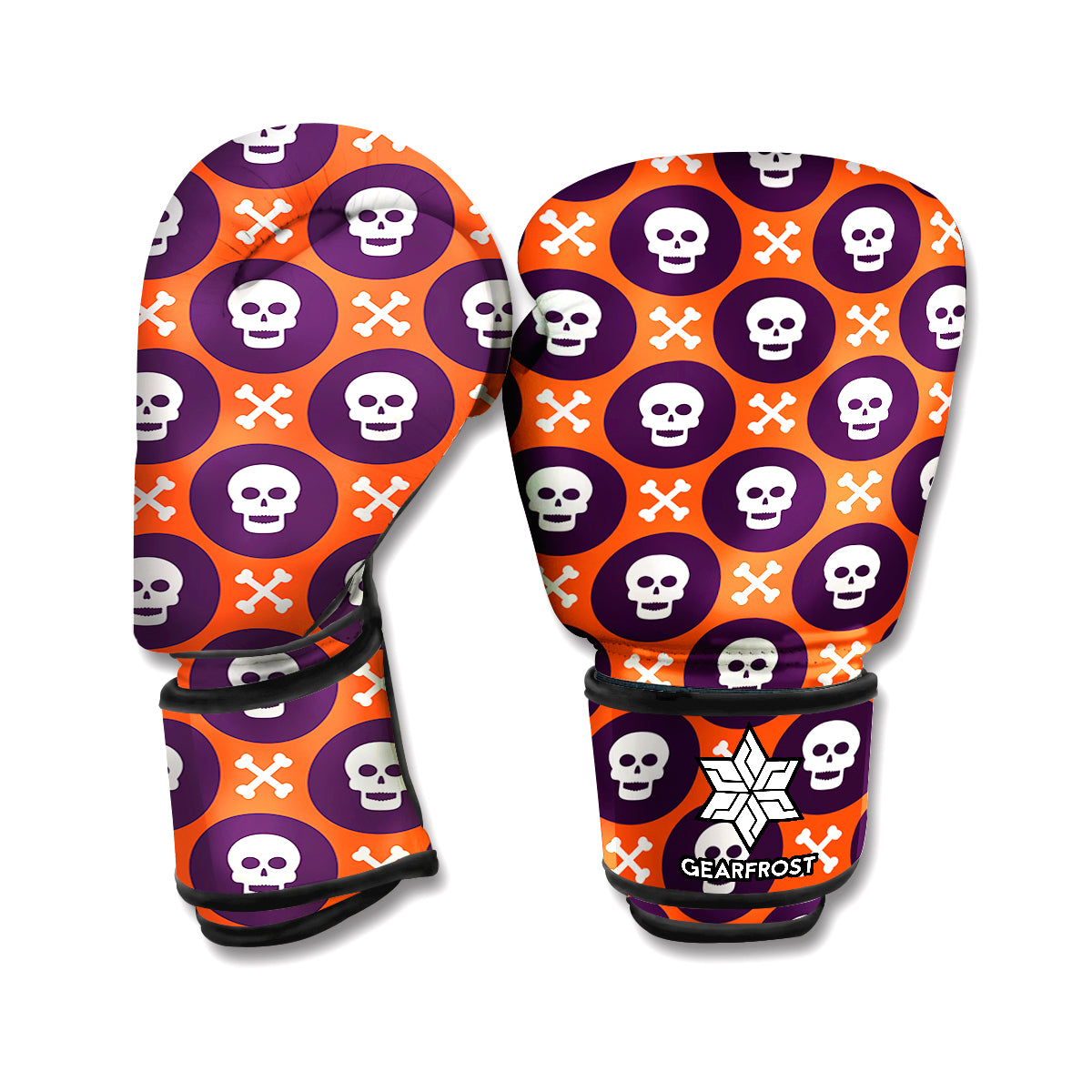 Halloween Skull And Bone Pattern Print Boxing Gloves