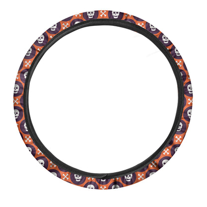 Halloween Skull And Bone Pattern Print Car Steering Wheel Cover