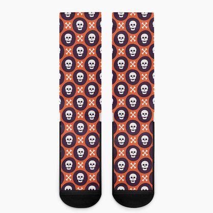 Halloween Skull And Bone Pattern Print Crew Socks