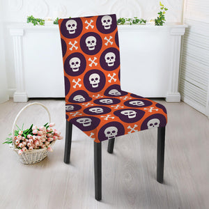 Halloween Skull And Bone Pattern Print Dining Chair Slipcover