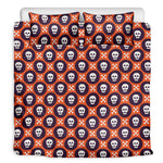Halloween Skull And Bone Pattern Print Duvet Cover Bedding Set